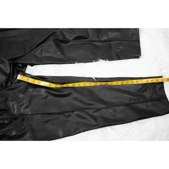 Ted Baker High Waist Black Faux Leather Pants Trousers Cropped Pleated Size 12 - Picture 10 of 12